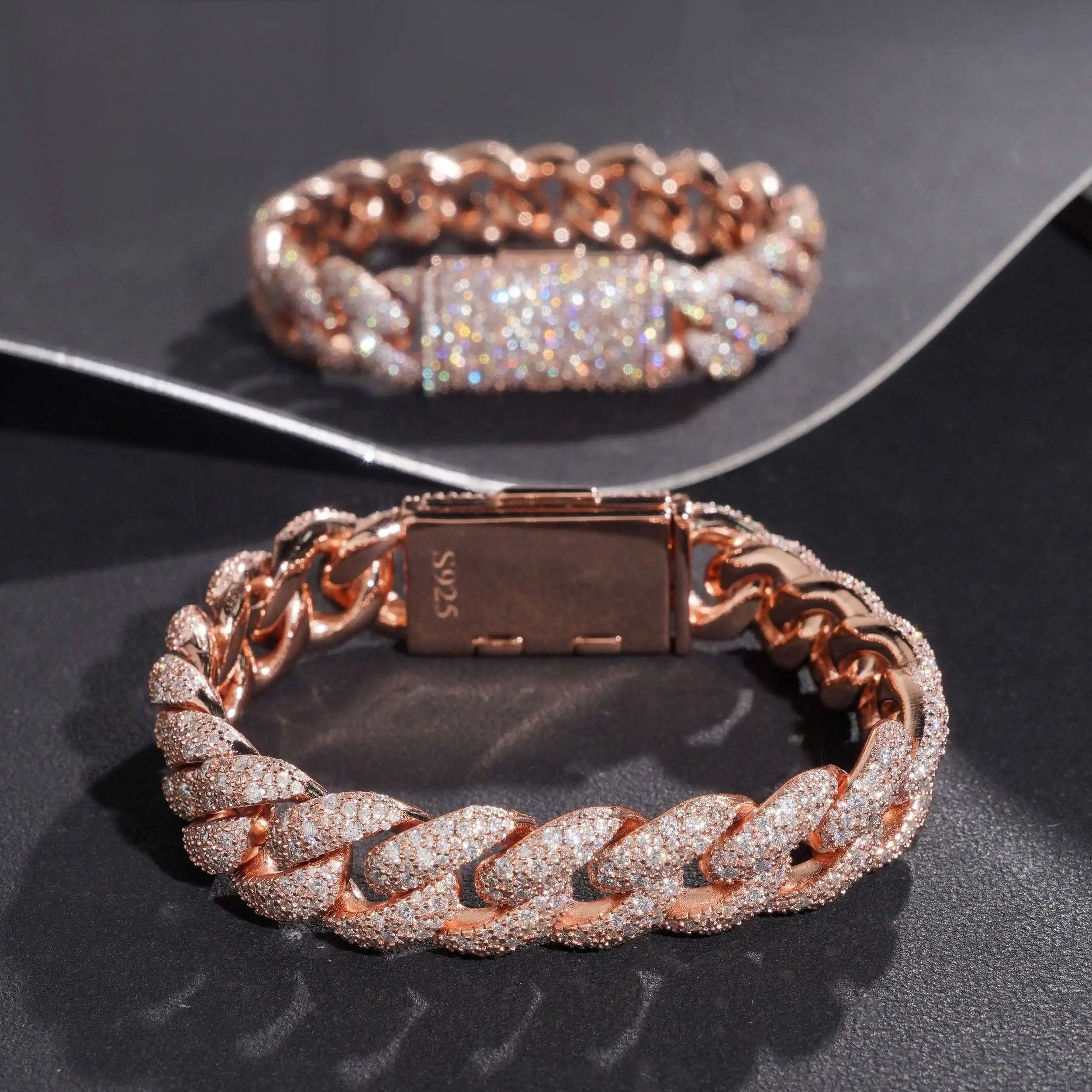 14mm Moissanite Cuban Link Bracelet