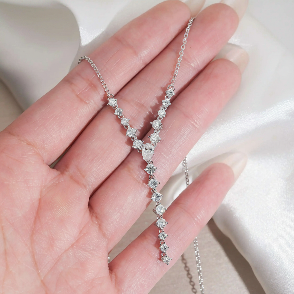 Solitaire Pear Moissanite Necklace