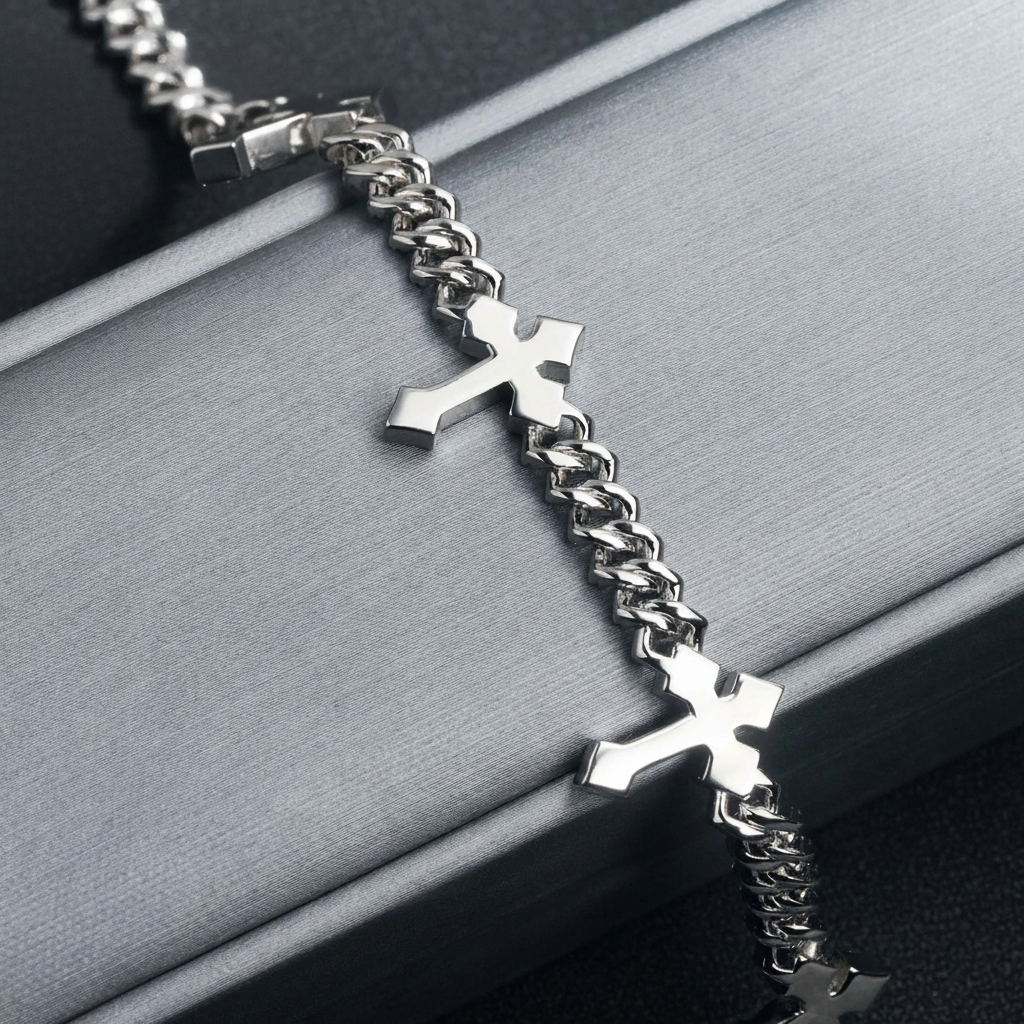Cross Cuban Link Bracelet