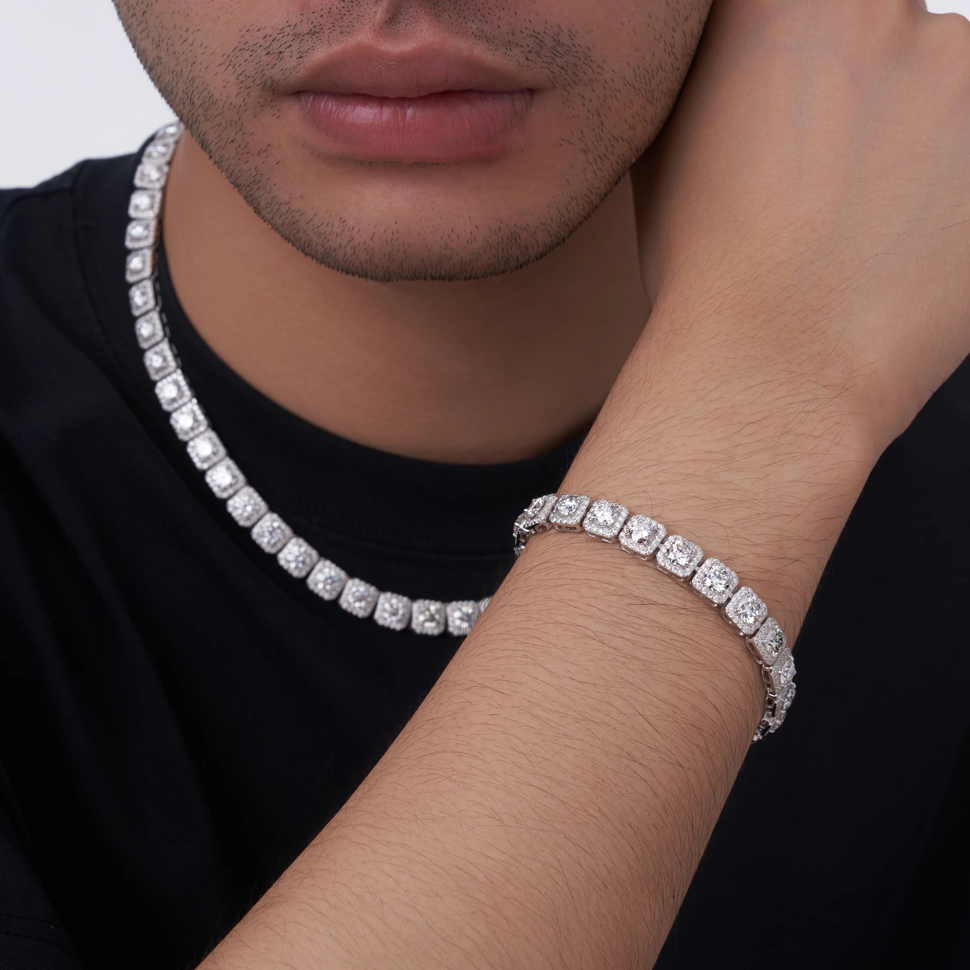 Princess Cut Moissanite Tennis Necklace