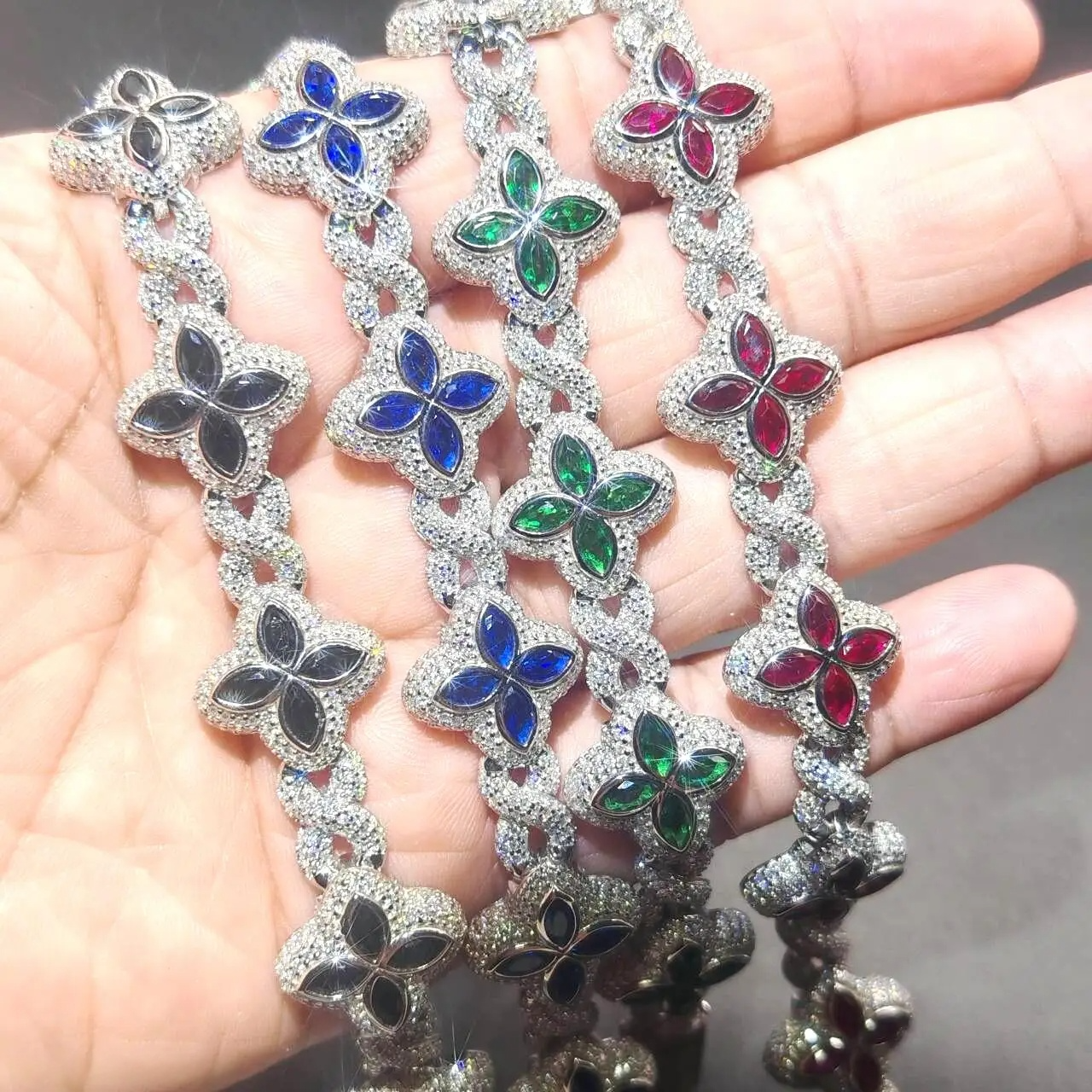 Colorful Clover Link Bracelet