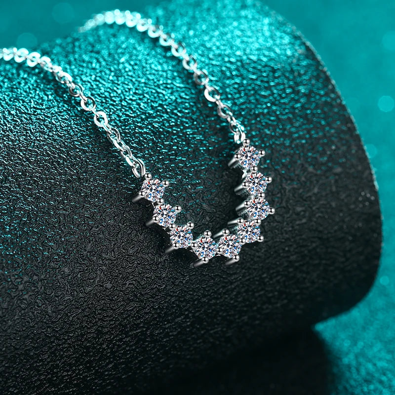 Dainty Moissanite Curved Bar Necklace