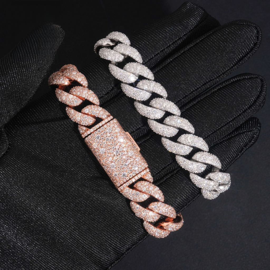 14mm Moissanite Cuban Link Bracelet