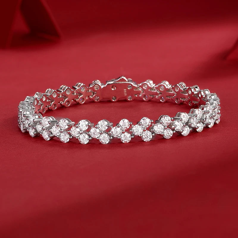Moissanite Flower Cluster Tennis Bracelet