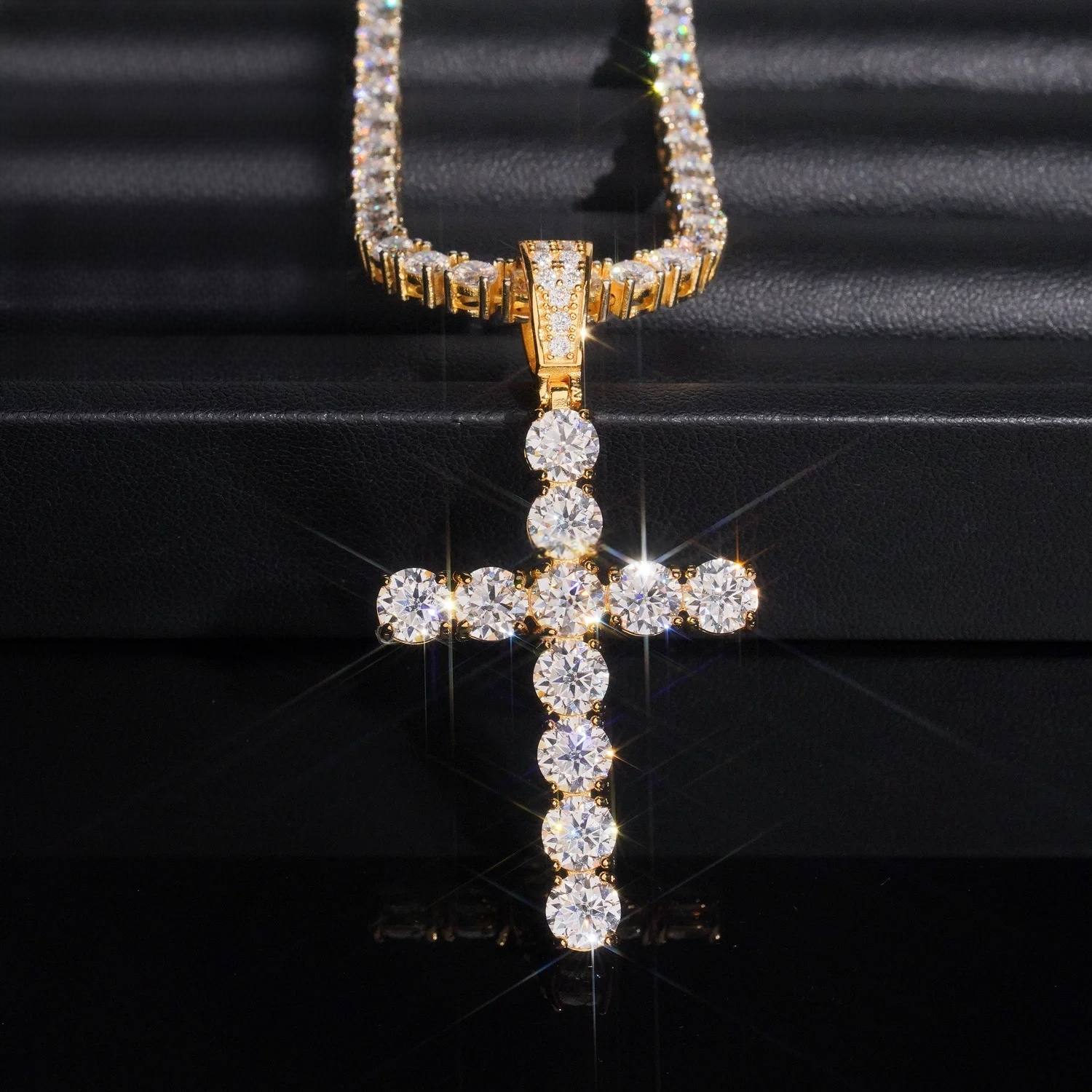 Moissanite Solitaire Cross Pendant