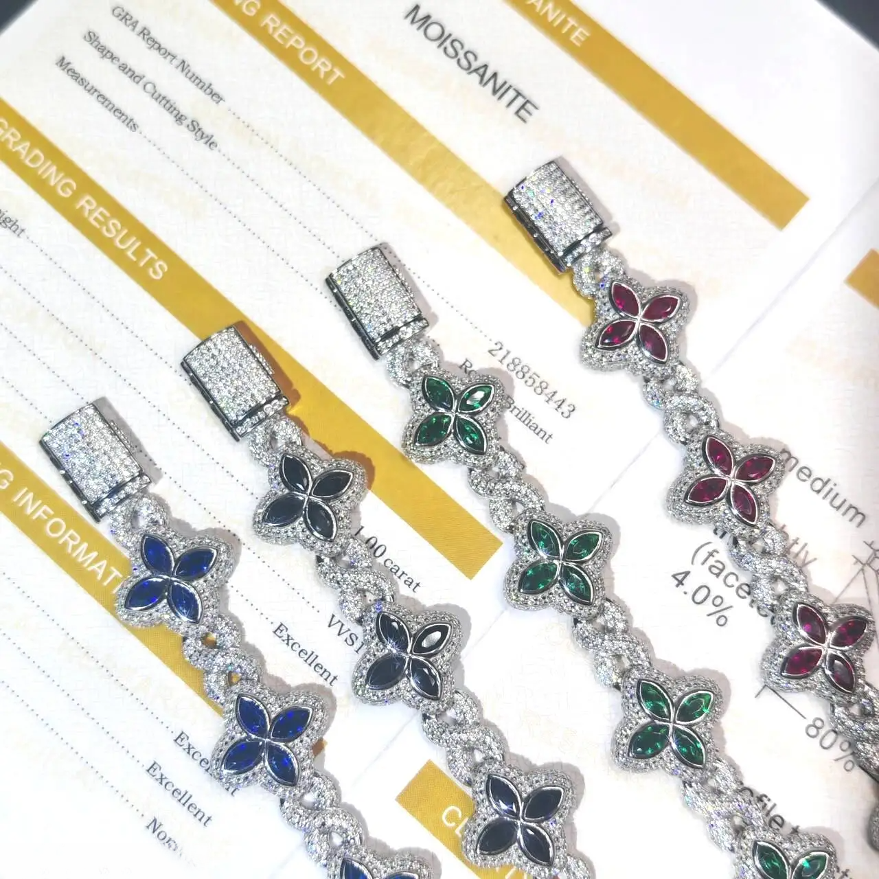 Colorful Clover Link Bracelet
