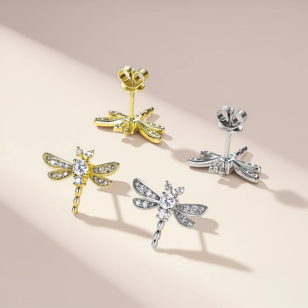 Dragonfly Moissanite Stud Earrings