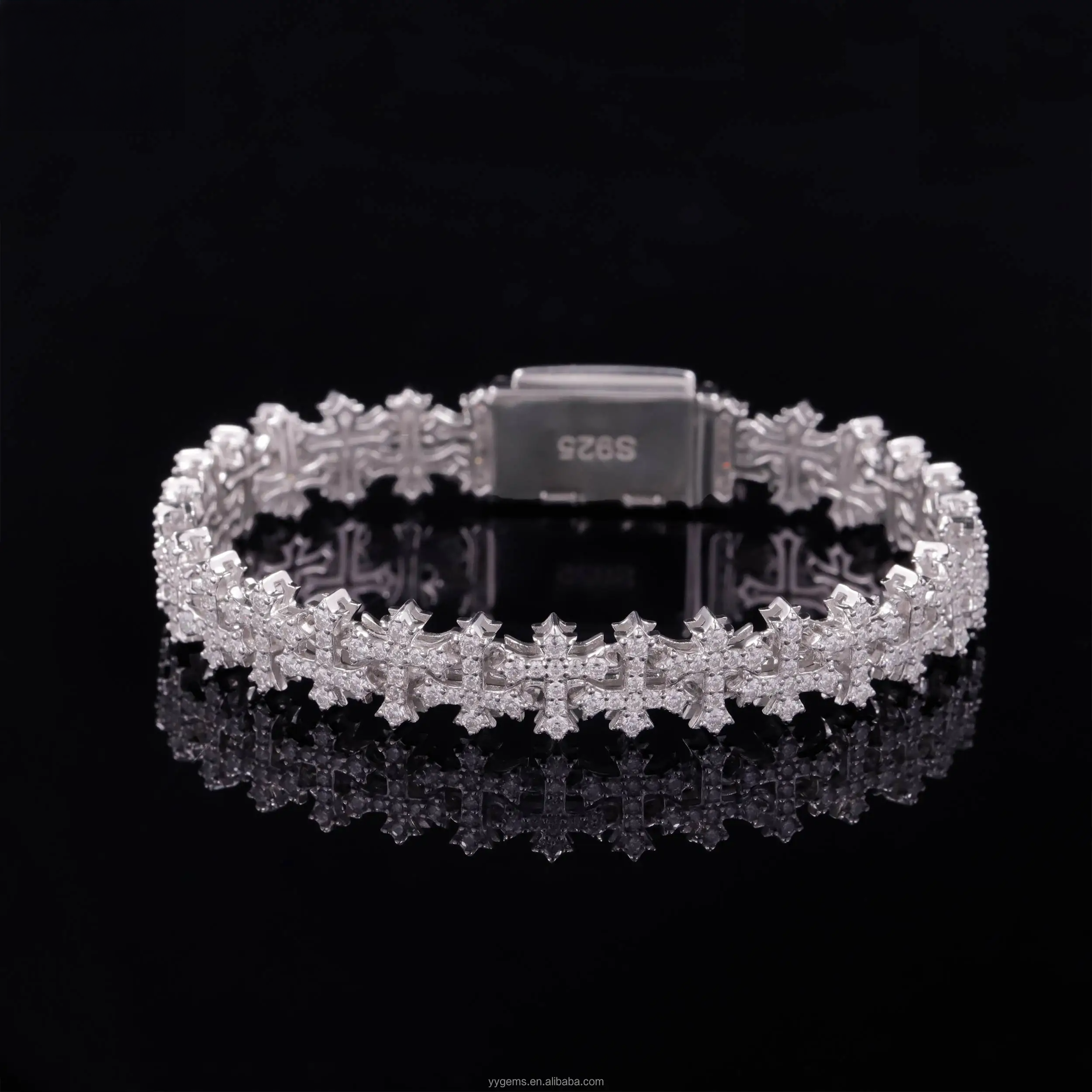 Moissanite Cross Cuban Bracelet