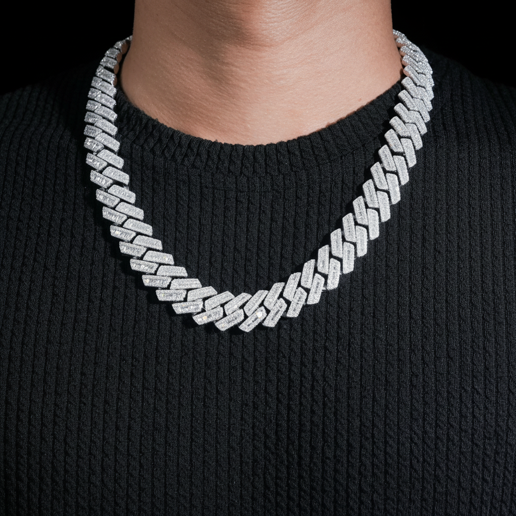 Baguette Moissanite Cuban Link Chain
