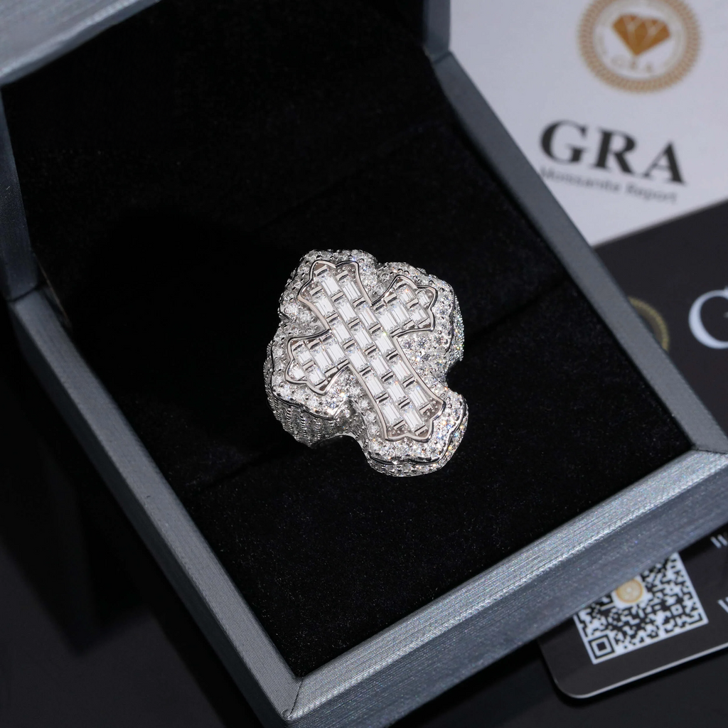 Baguette Moissanite Cross Ring