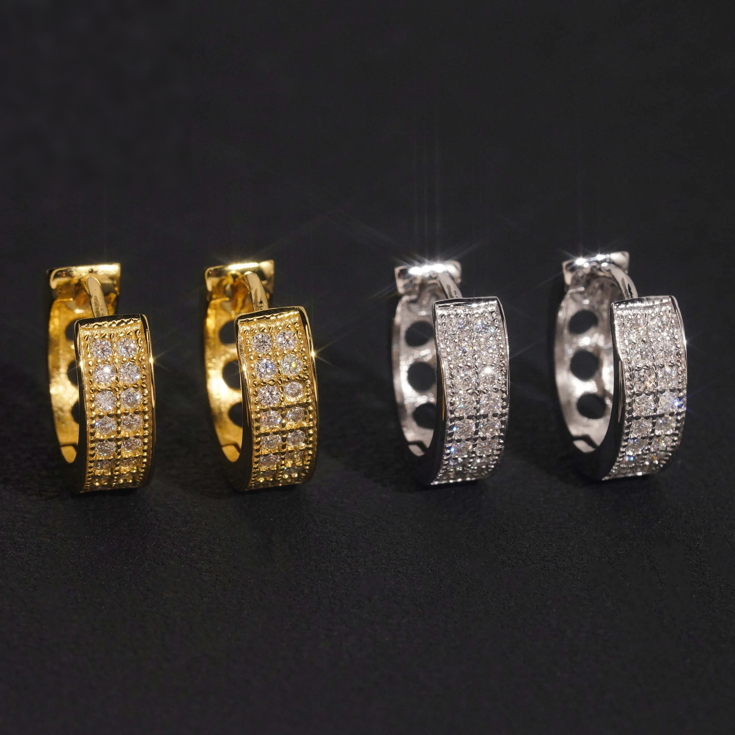 Iced Out Moissanite Hoop Earrings