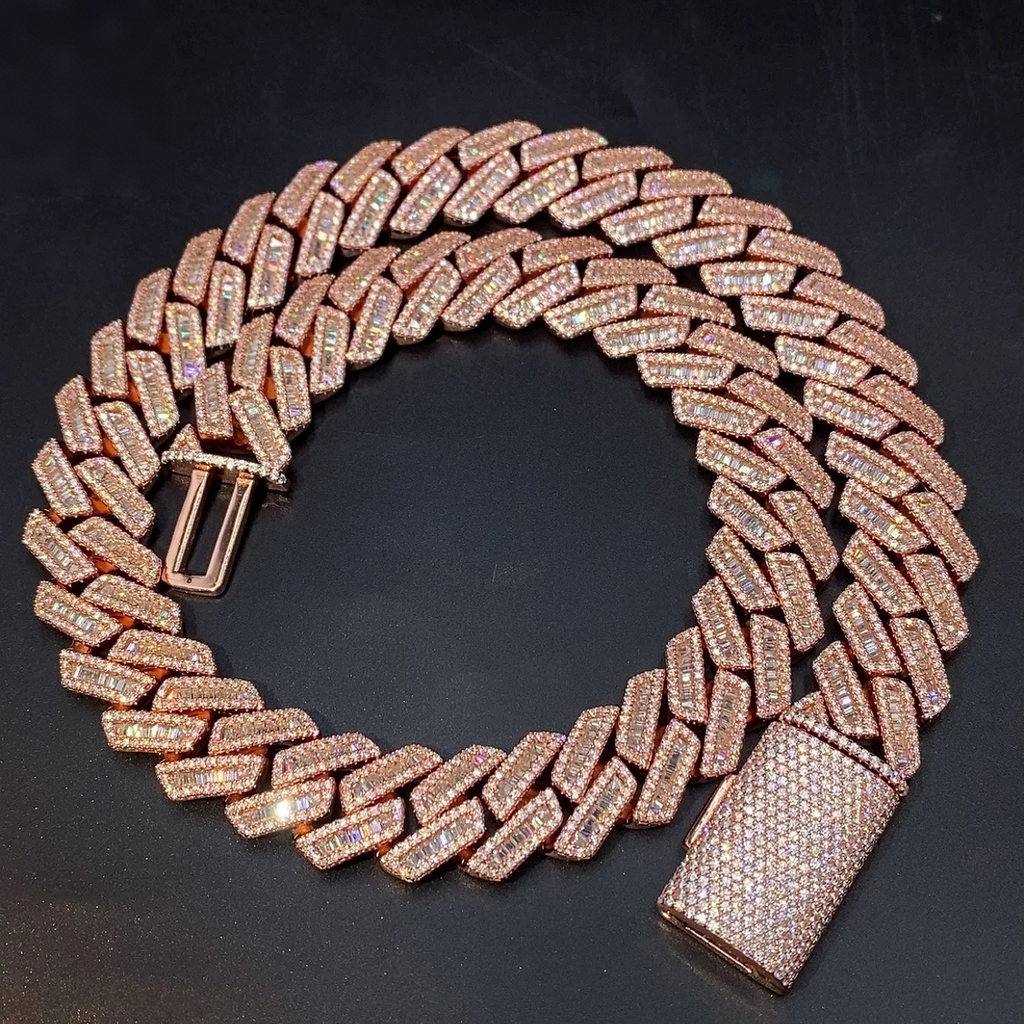 18mm Baguette Moissanite Cuban Link Chain