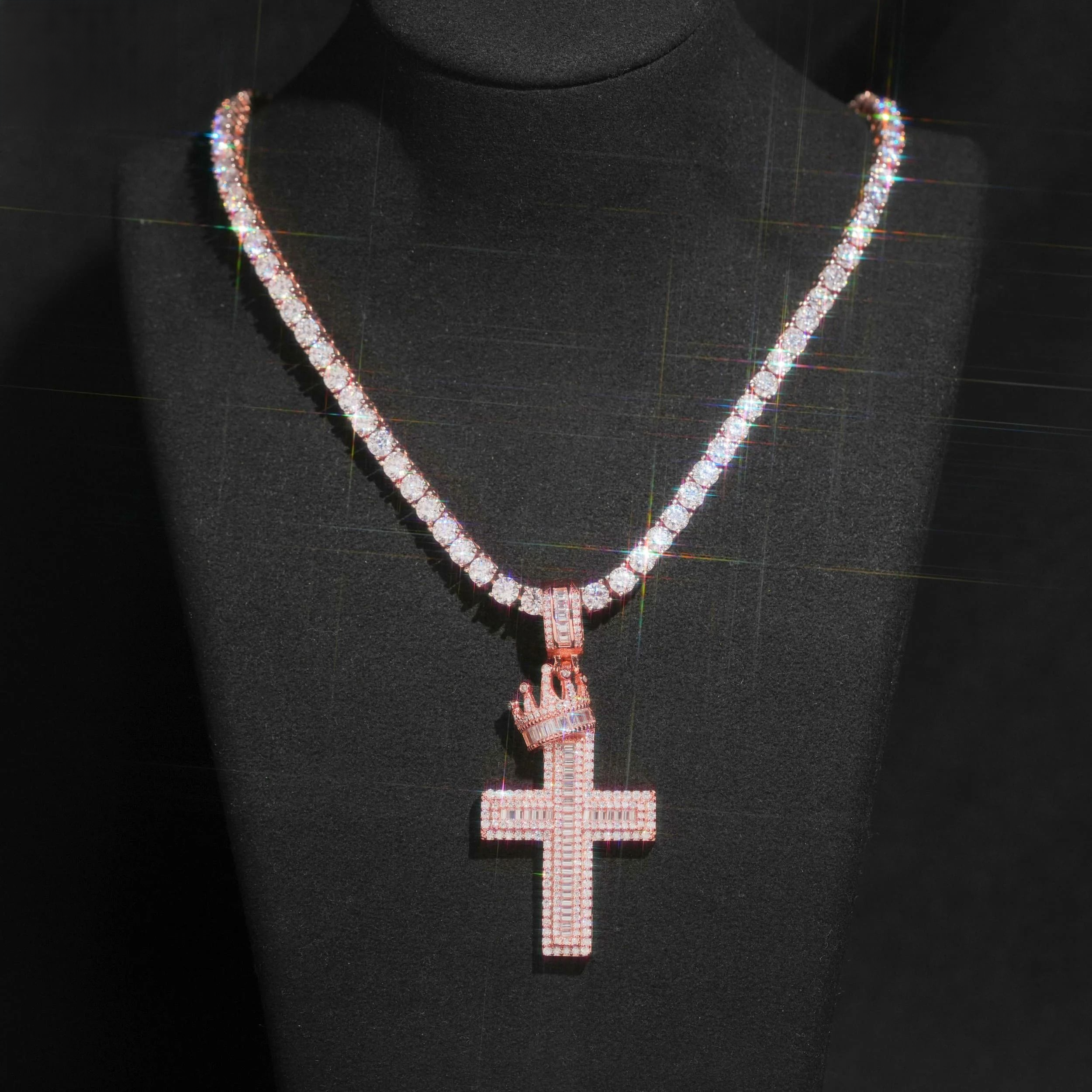 Baguette Cut Diamond Cross Pendant