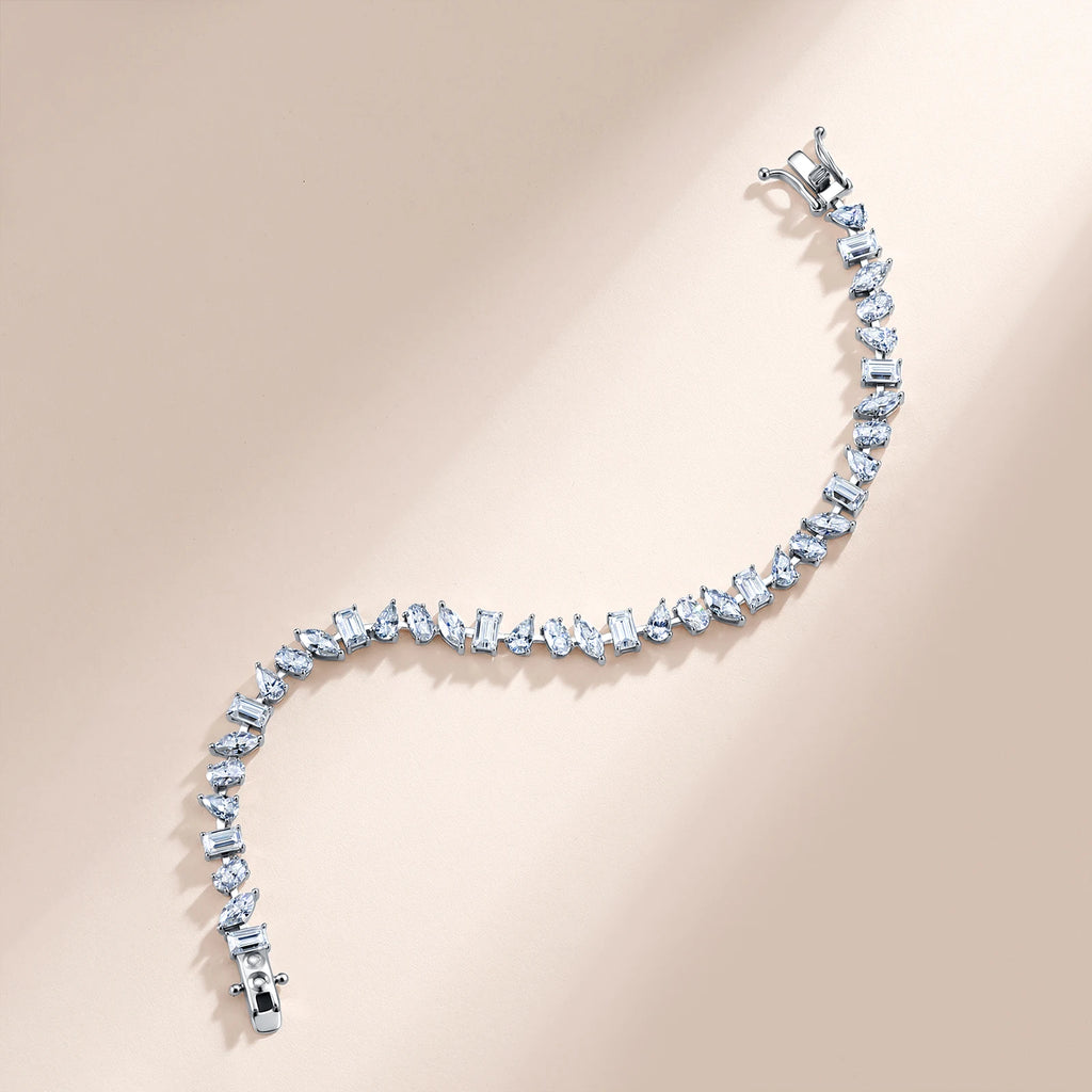 Mixed Cut Moissanite Tennis Bracelet