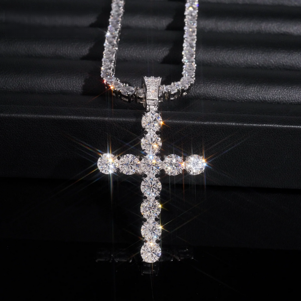 Moissanite Solitaire Cross Pendant