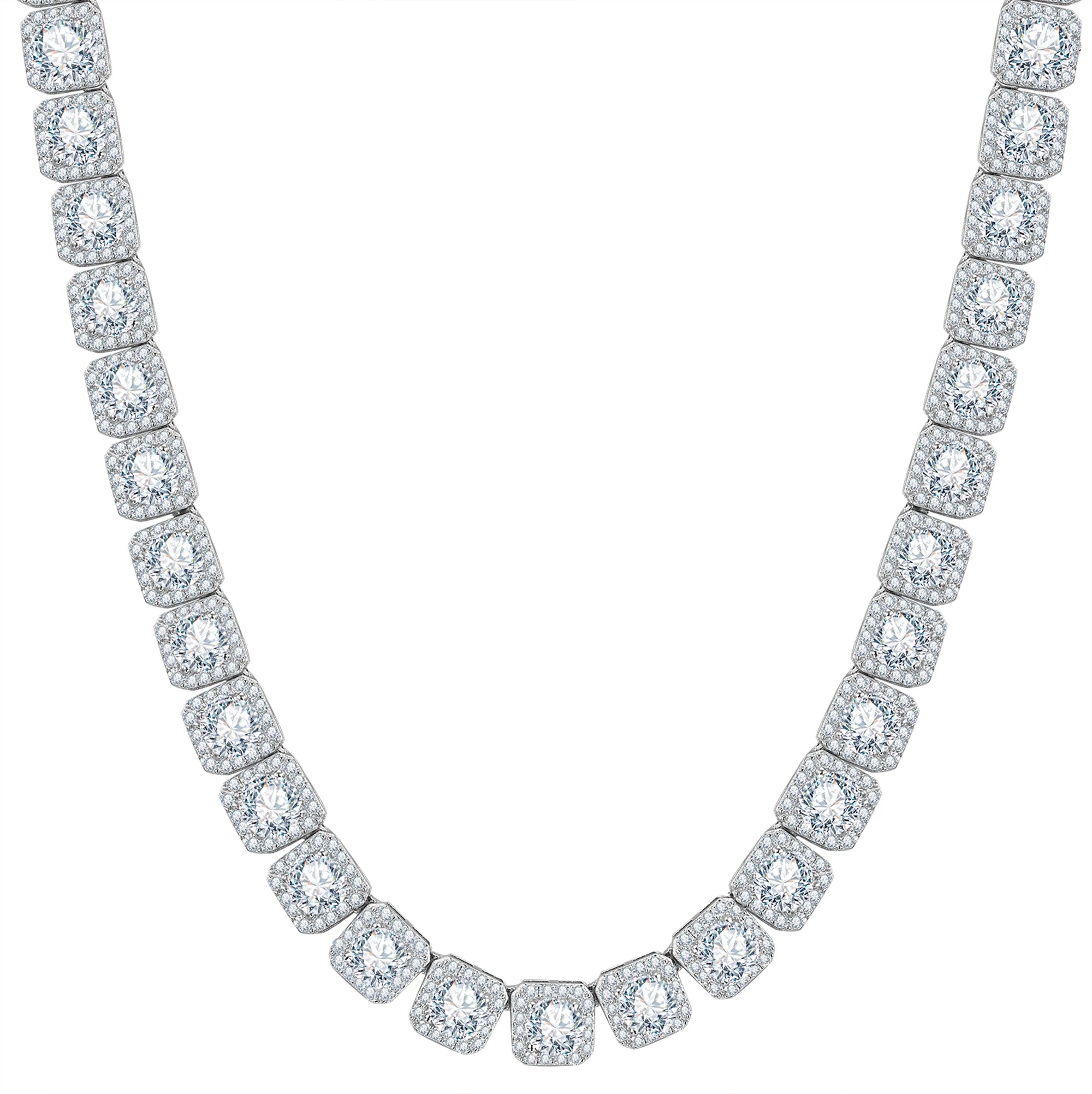 Princess Cut Moissanite Tennis Necklace