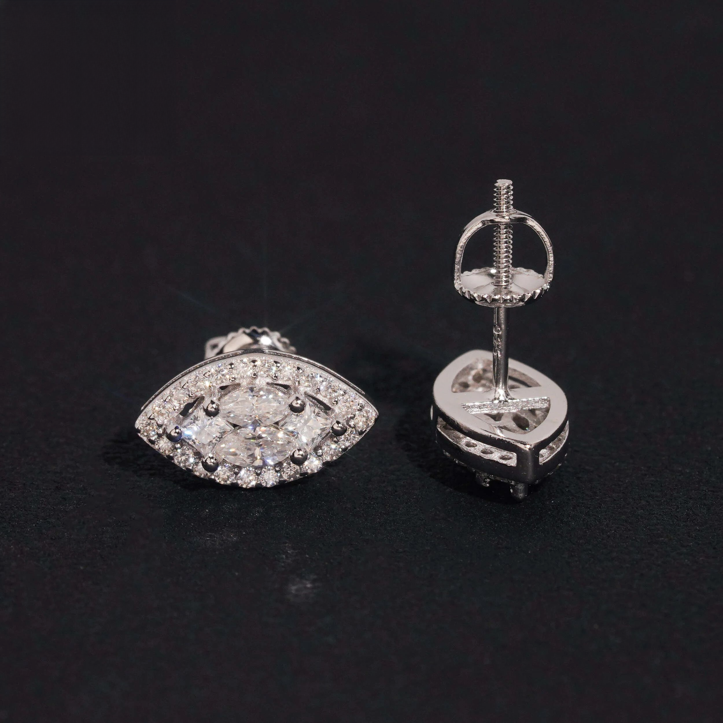 Marquise Moissanite Eye Studs