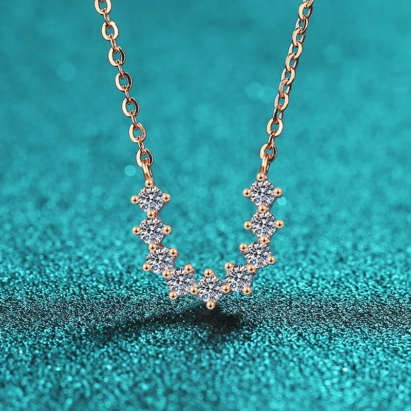 Dainty Moissanite Curved Bar Necklace