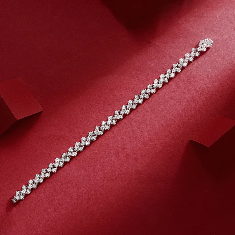 Moissanite Flower Cluster Tennis Bracelet
