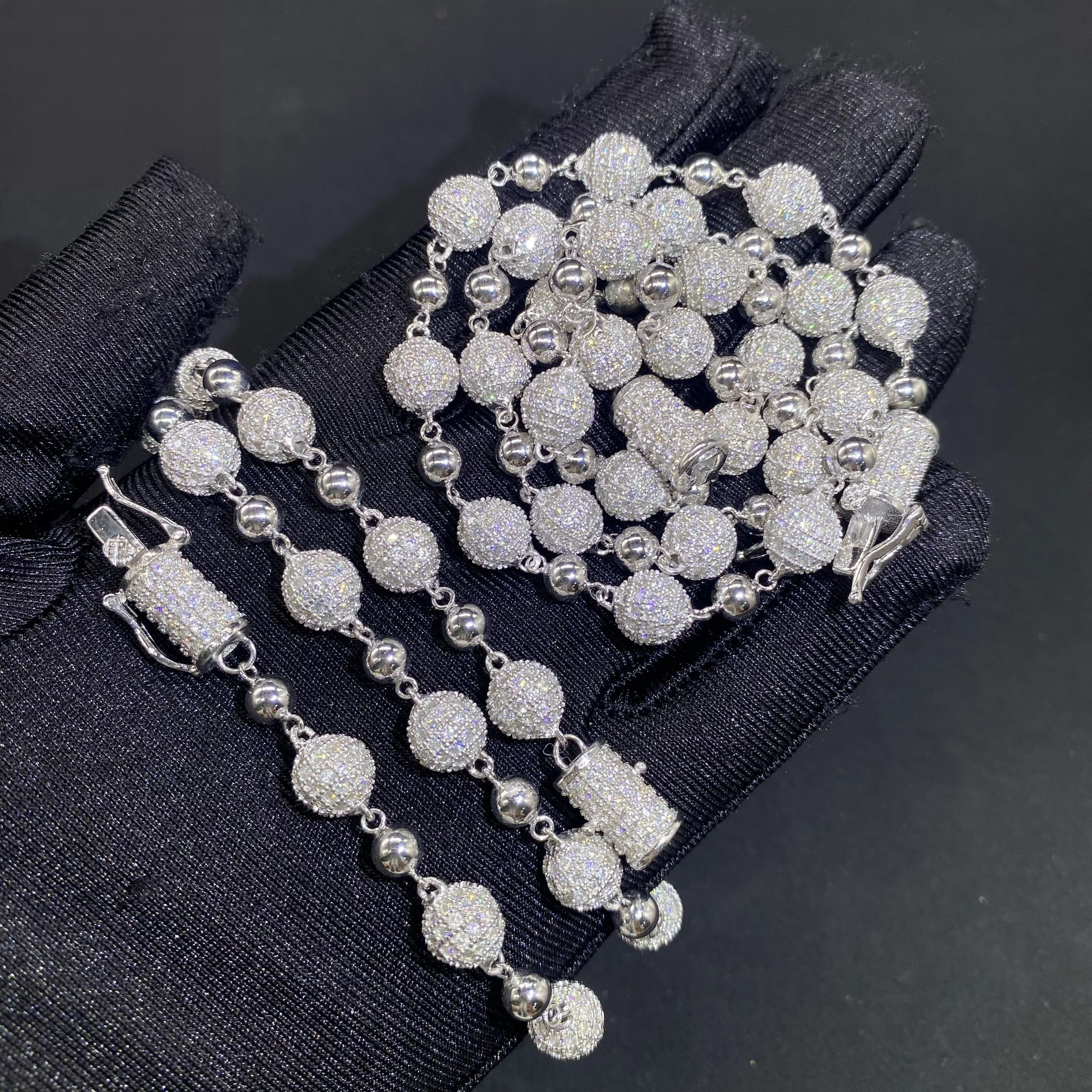 Iced Out Moissanite Bead Chain