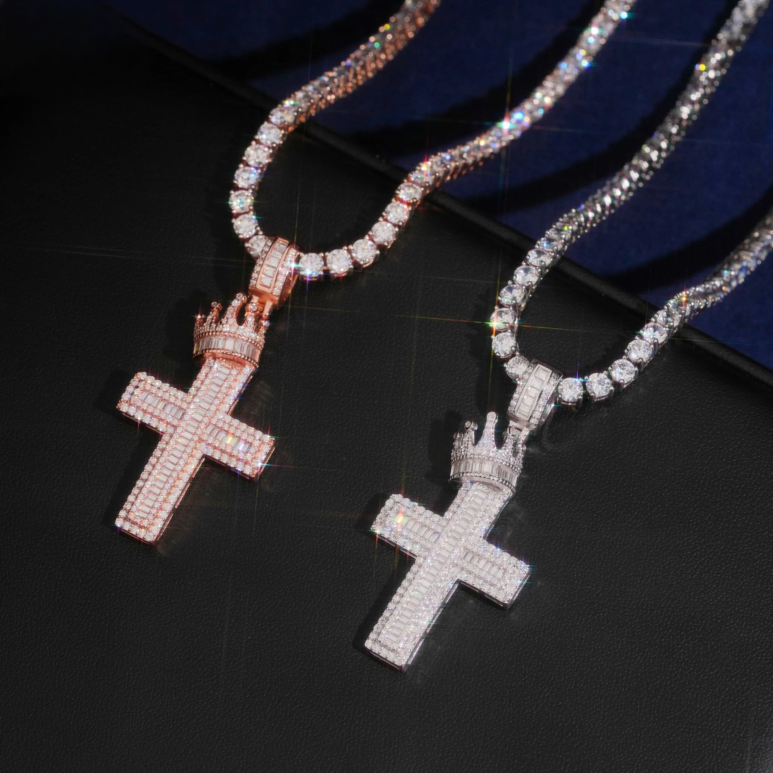 Baguette Cut Diamond Cross Pendant