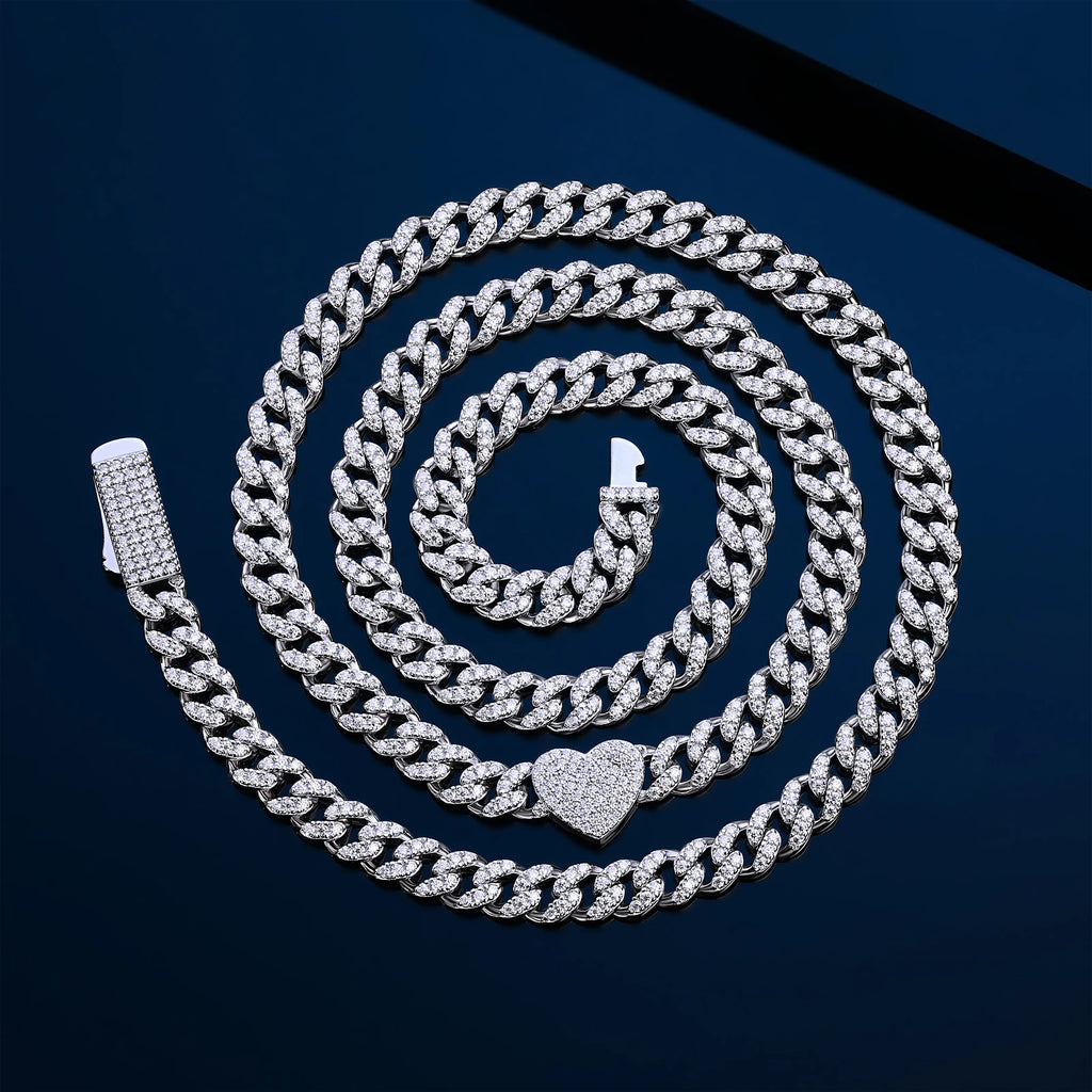 6mm Heart Cuban Link Necklace