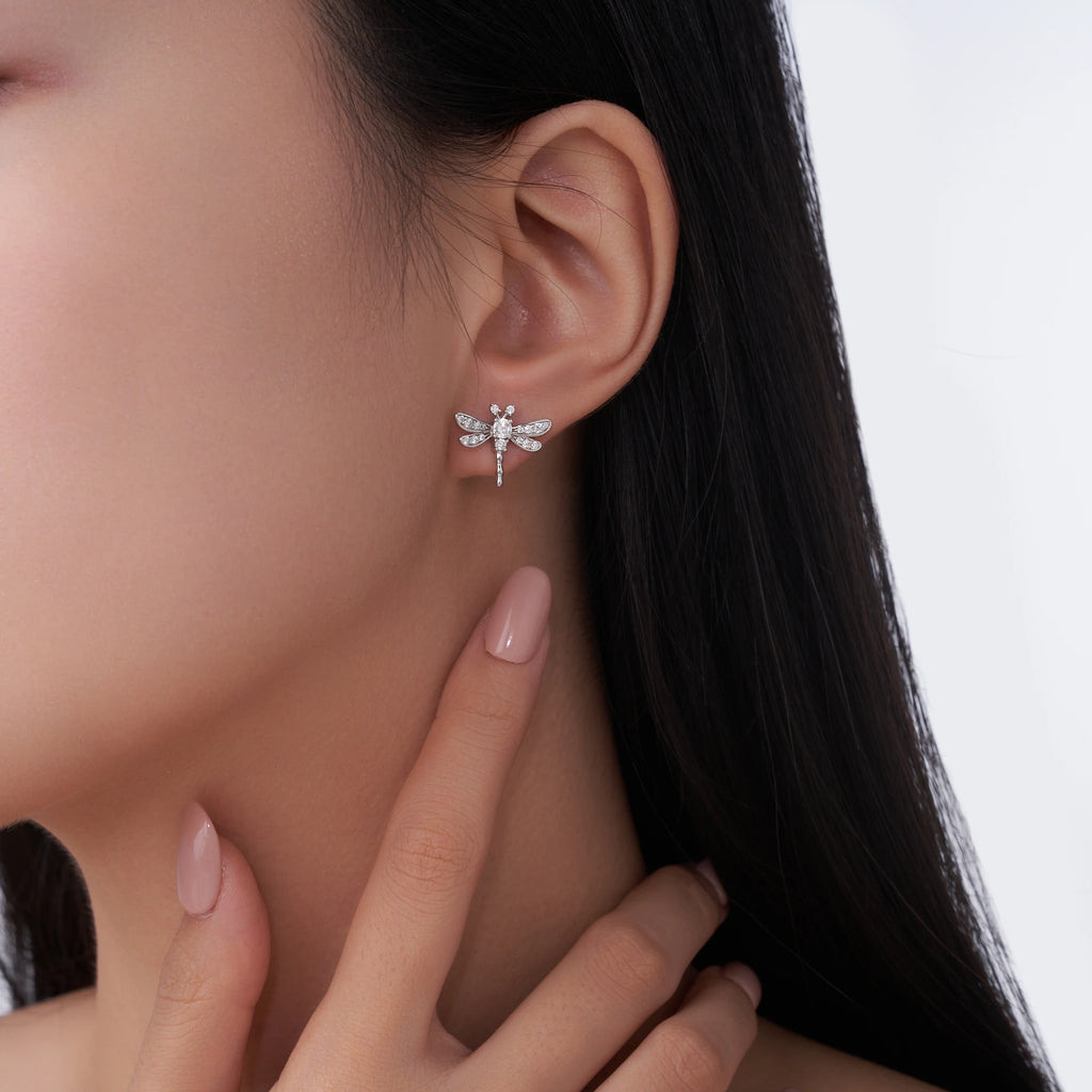 Dragonfly Moissanite Stud Earrings