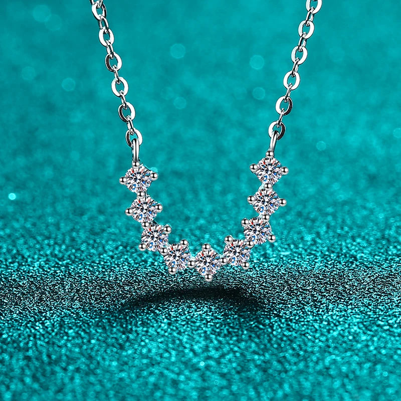 Dainty Moissanite Curved Bar Necklace