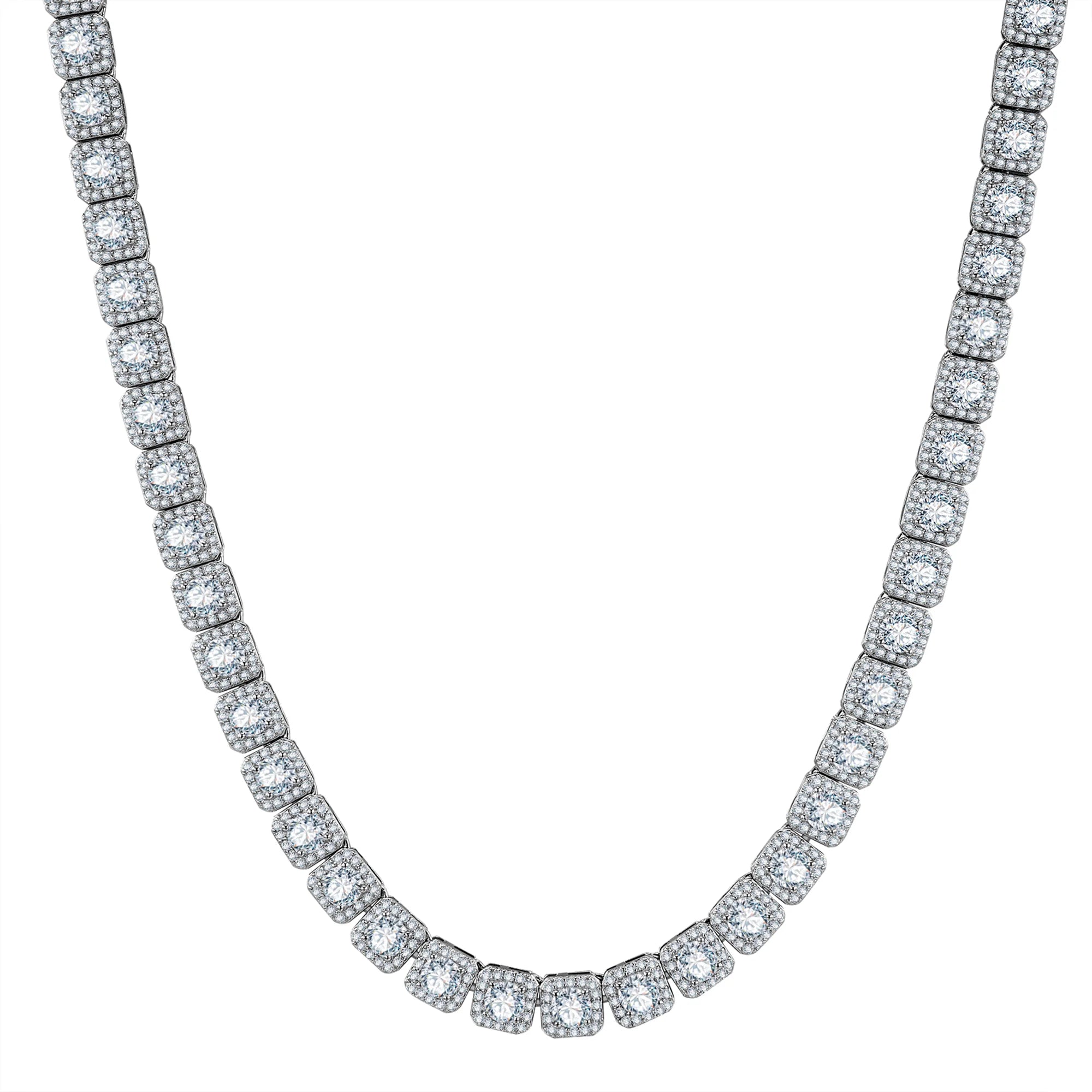 Princess Cut Moissanite Tennis Necklace