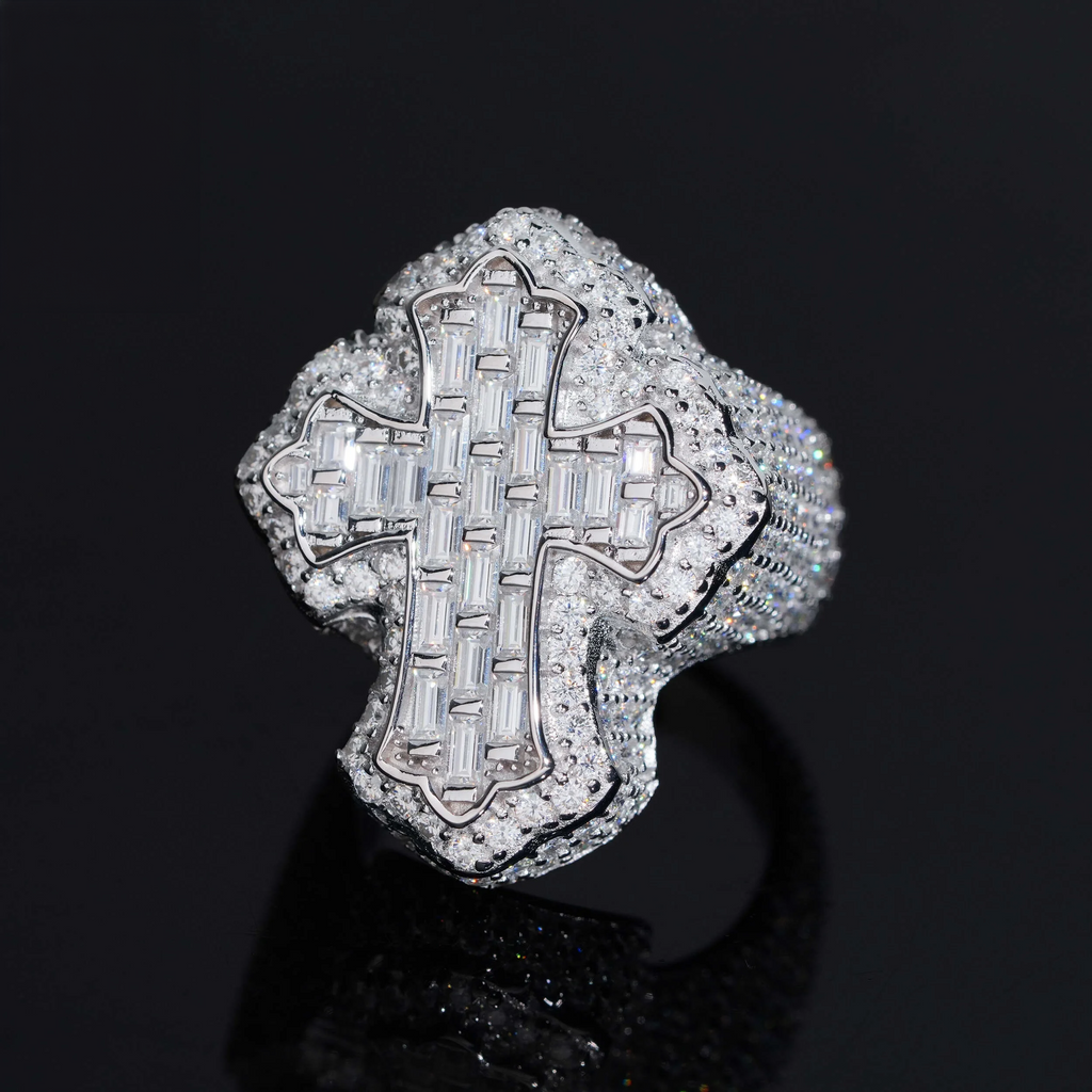 Baguette Moissanite Cross Ring