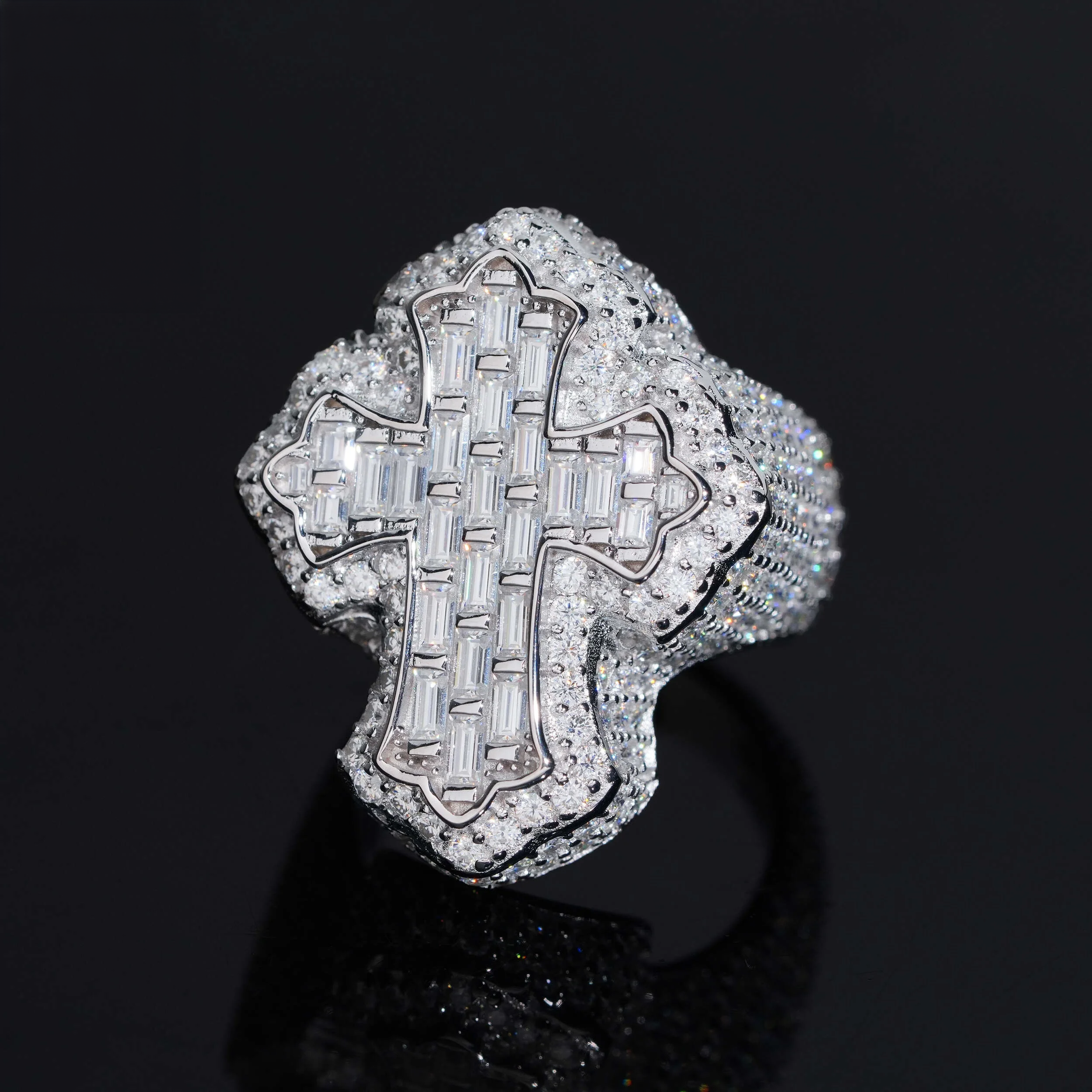 Baguette Moissanite Cross Ring