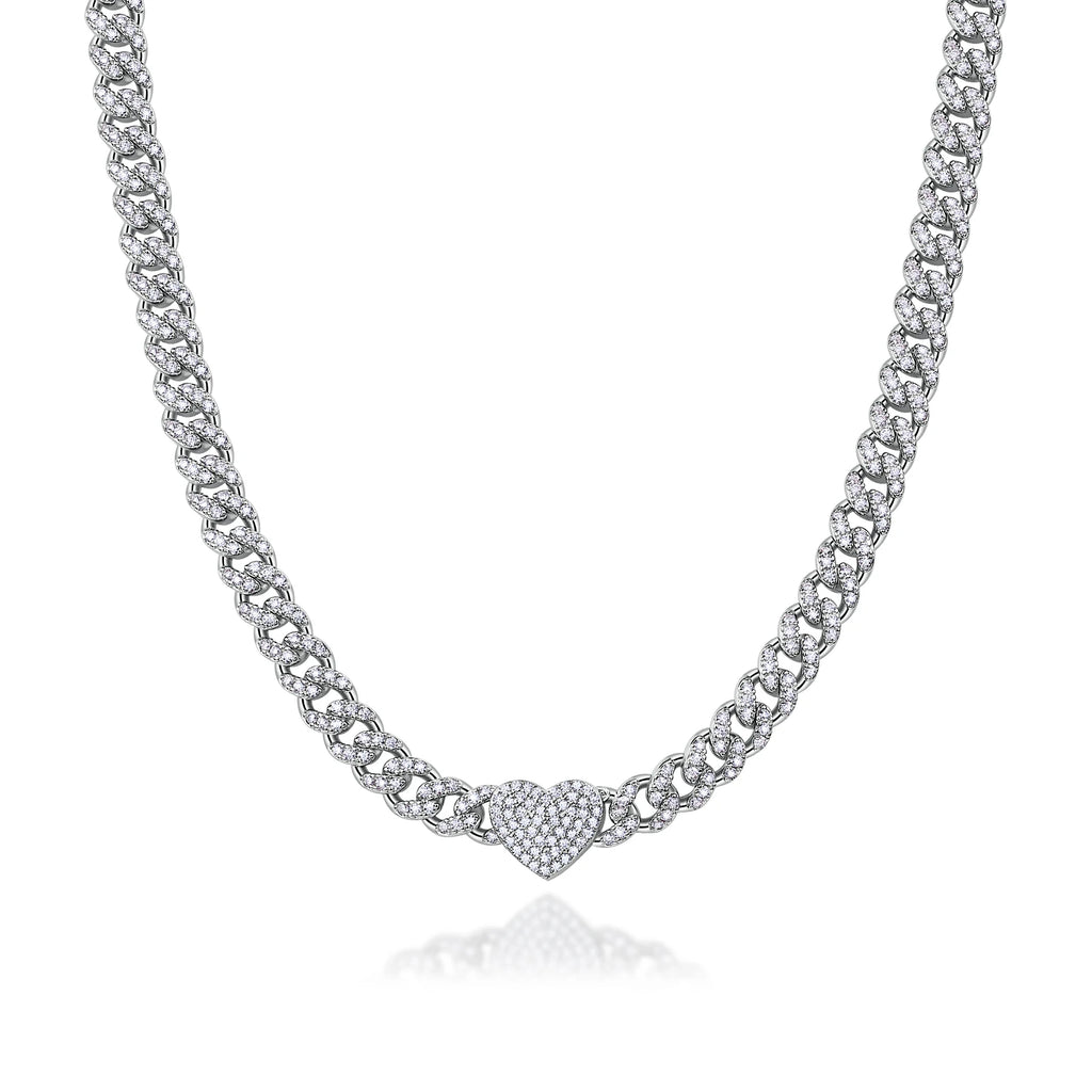 6mm Heart Cuban Link Necklace