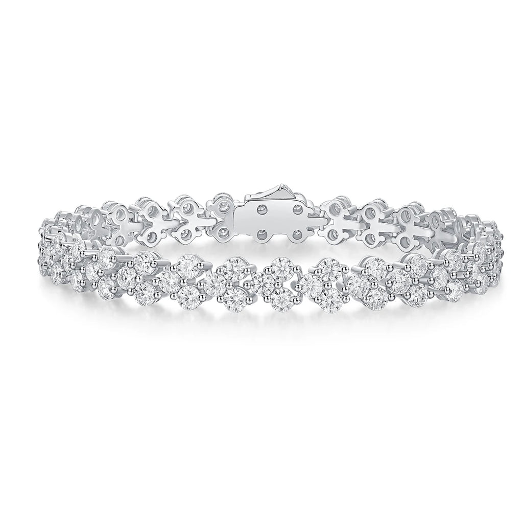 Moissanite Flower Cluster Tennis Bracelet