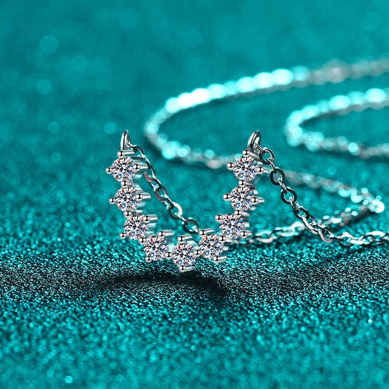 Dainty Moissanite Curved Bar Necklace