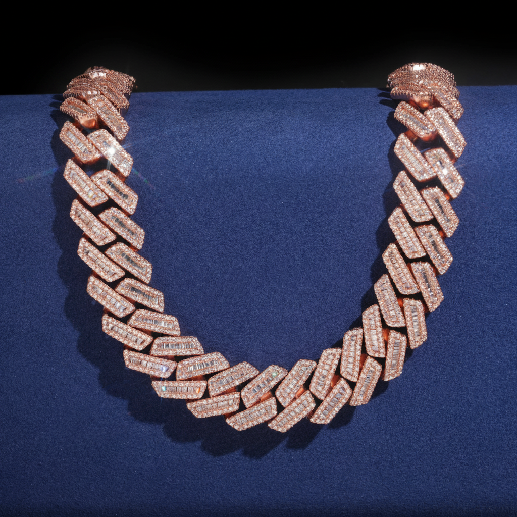 18mm Baguette Moissanite Cuban Link Chain