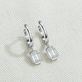 Emerald Cut Moissanite Hoop Earrings