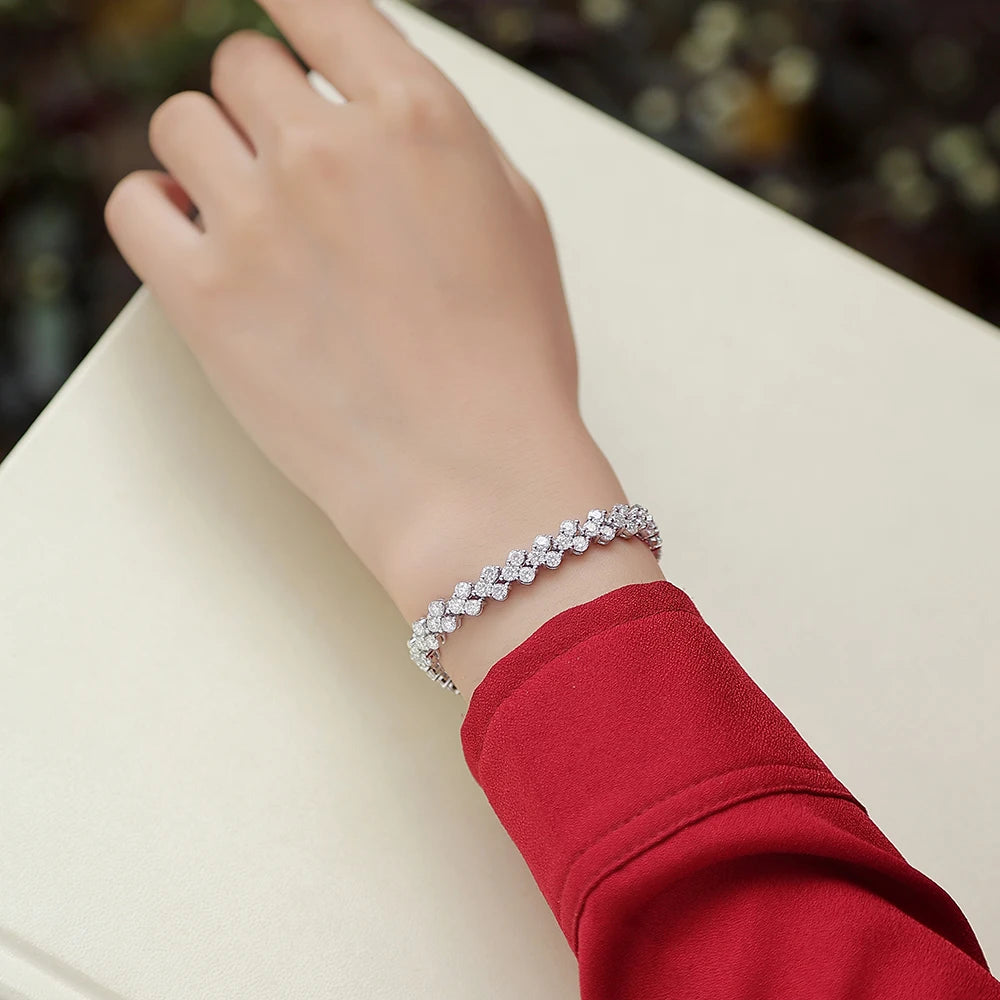 Moissanite Flower Cluster Tennis Bracelet
