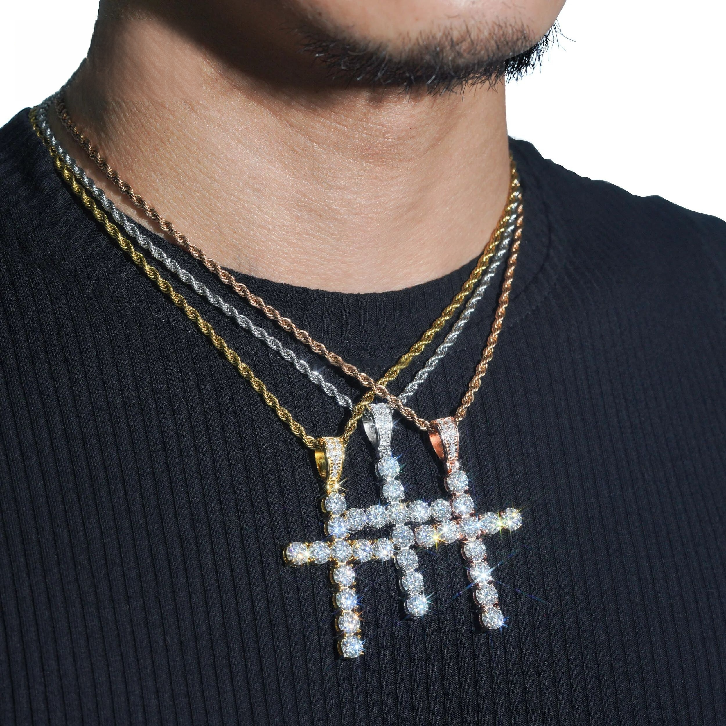 Moissanite Solitaire Cross Pendant