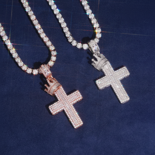 Baguette Cut Diamond Cross Pendant