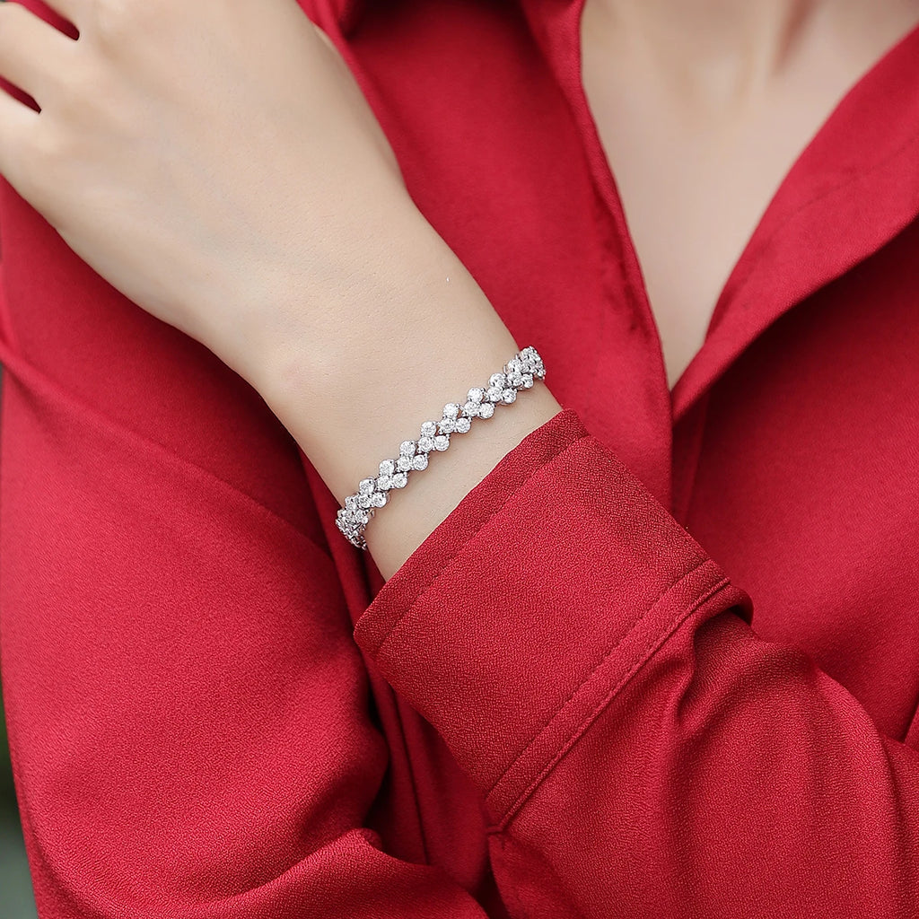 Moissanite Flower Cluster Tennis Bracelet