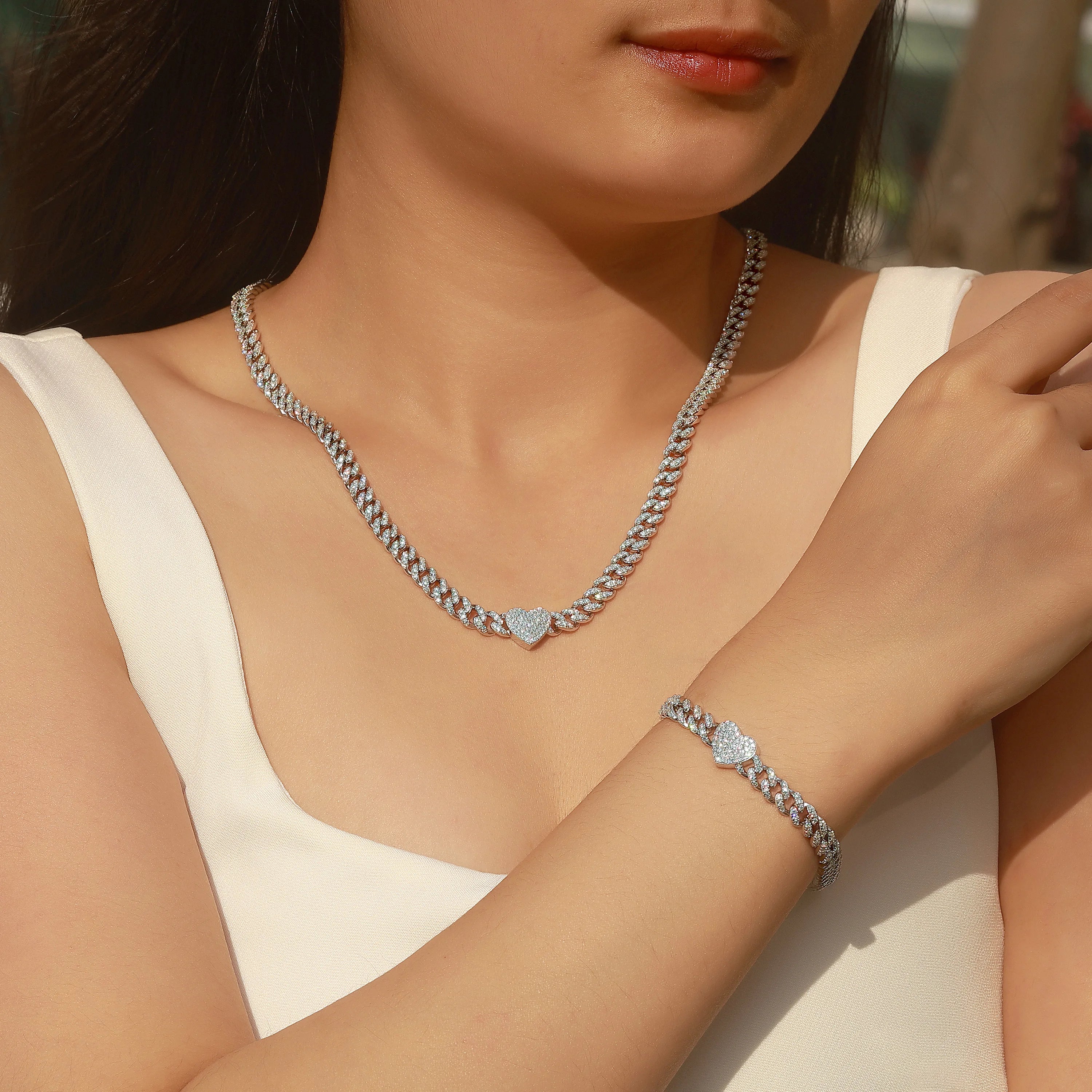 6mm Heart Cuban Link Necklace