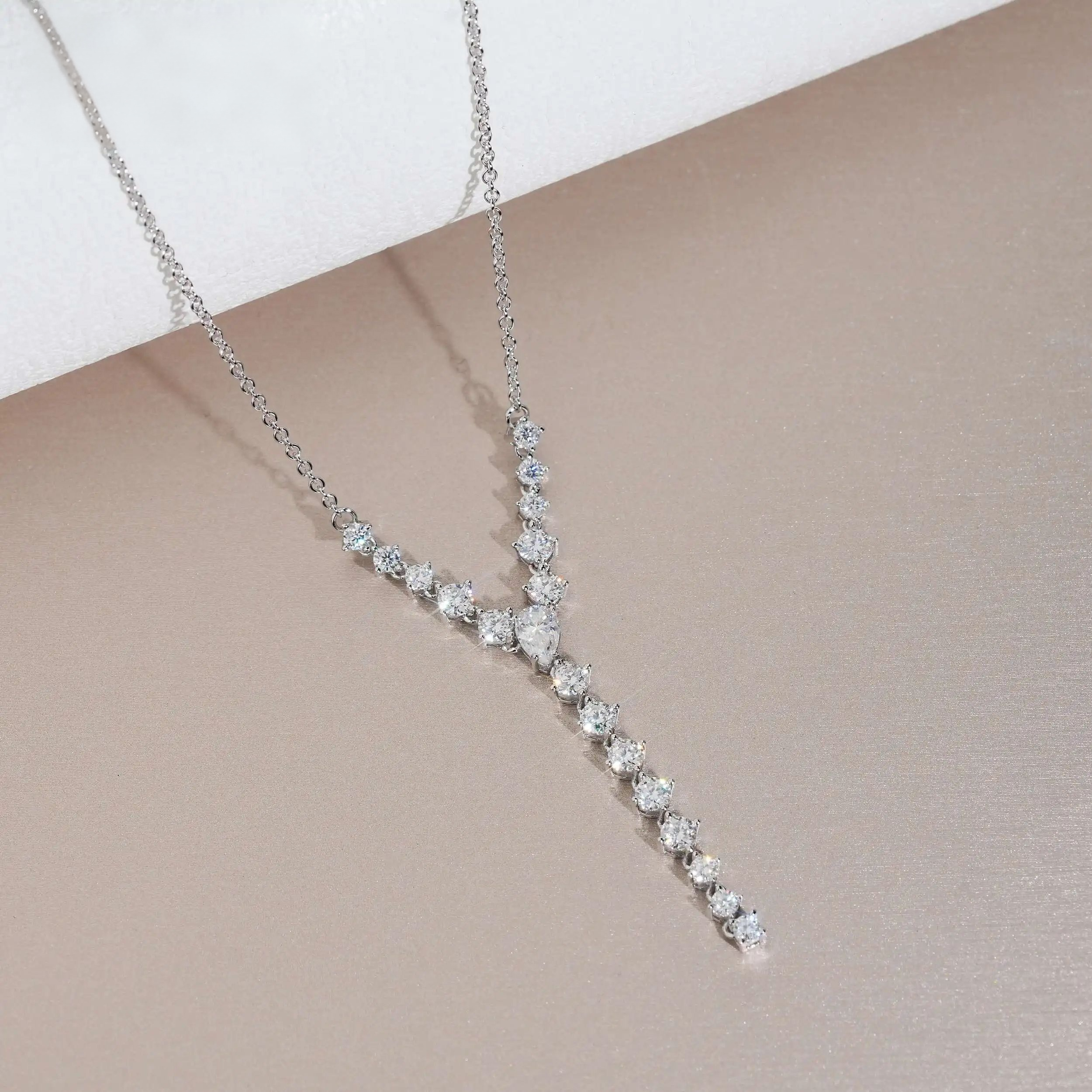 Solitaire Pear Moissanite Necklace