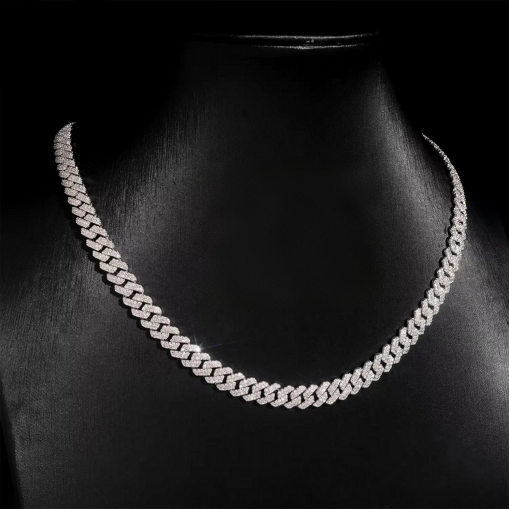 8mm Iced Out Moissanite Cuban Link Chain