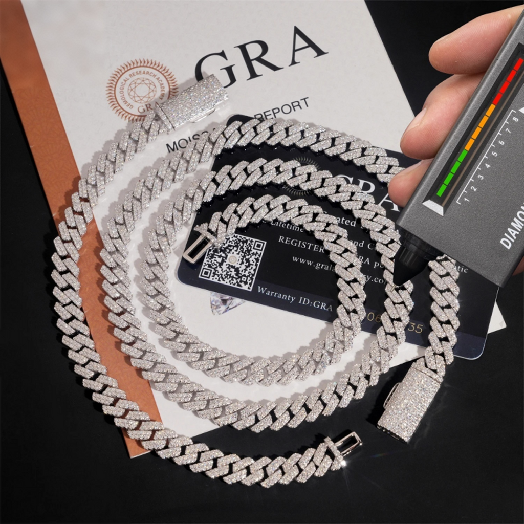8mm Iced Out Moissanite Cuban Link Chain