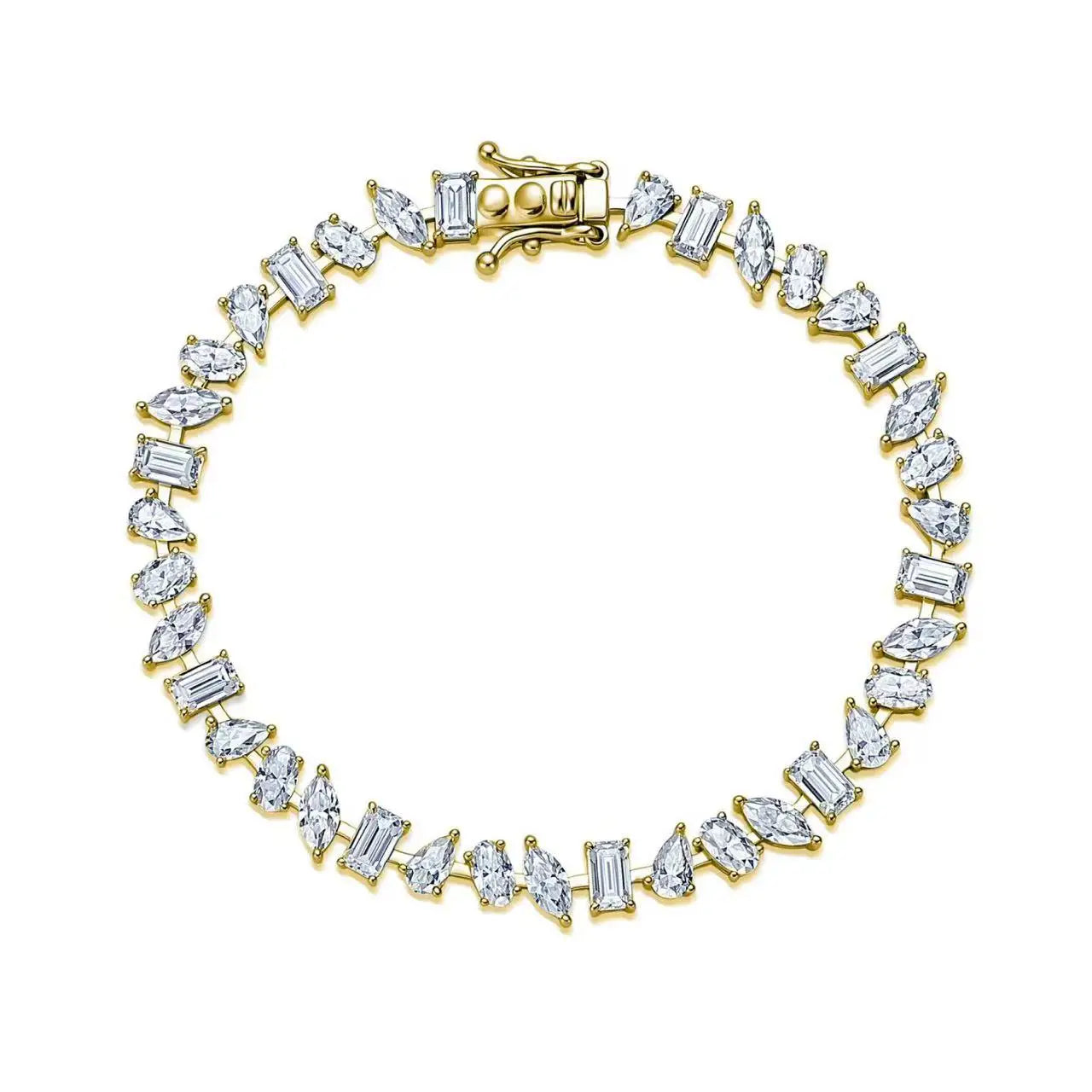 Mixed Cut Moissanite Tennis Bracelet
