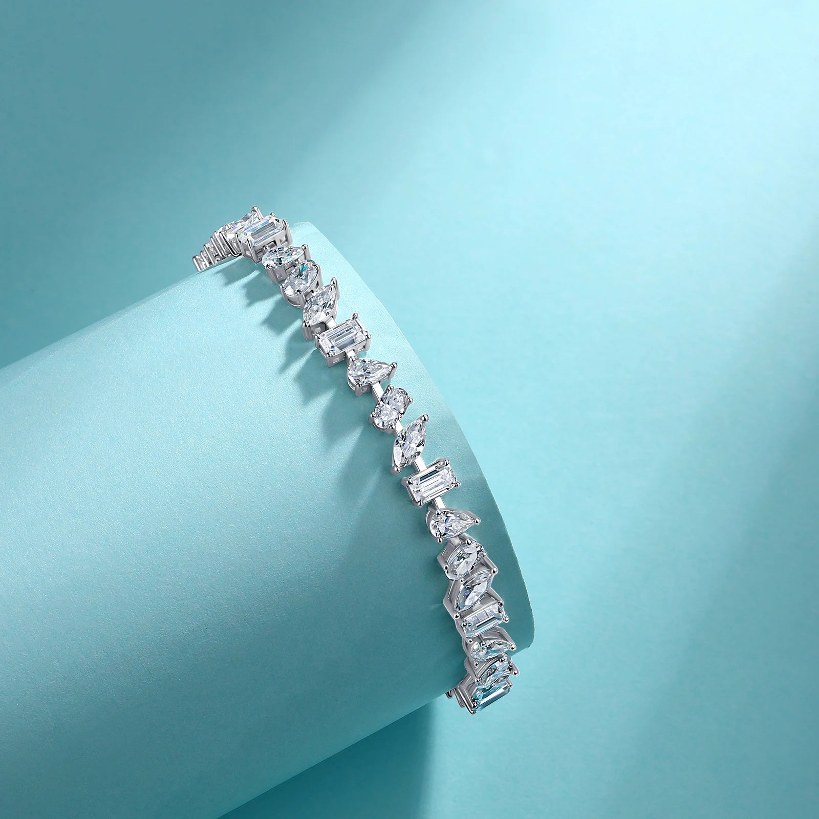 Mixed Cut Moissanite Tennis Bracelet