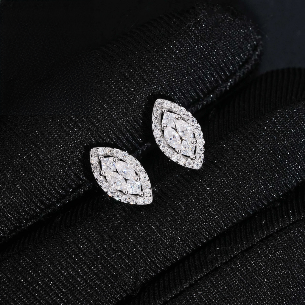 Marquise Moissanite Eye Studs
