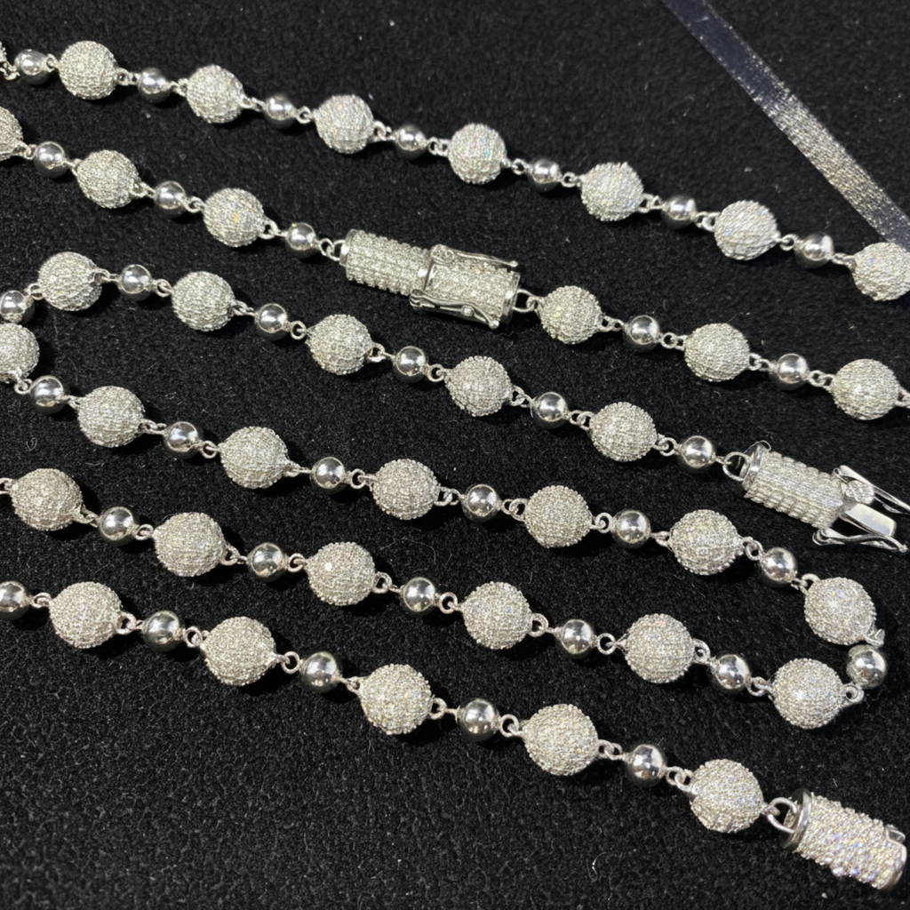 Iced Out Moissanite Bead Chain