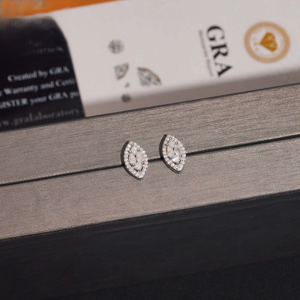 Marquise Moissanite Eye Studs