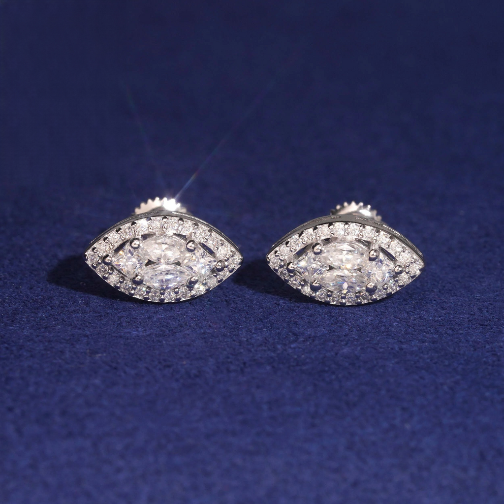 Marquise Moissanite Eye Studs